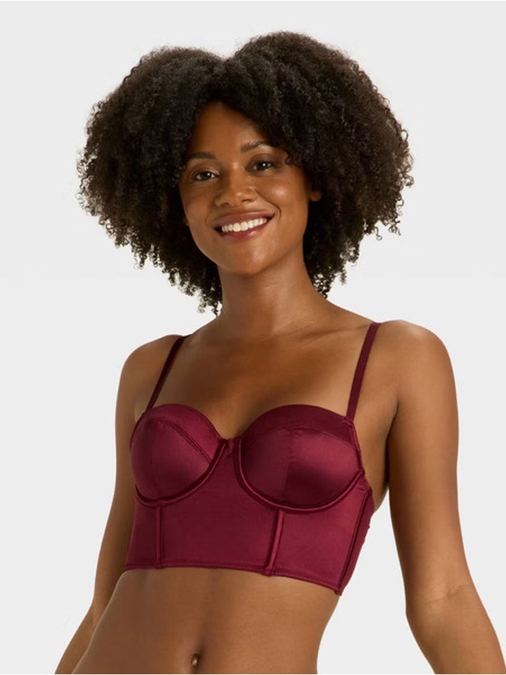Auden Women's Satin Lightly Lined Lingerie Corset size large Berry Red